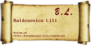 Balázsovics Lili névjegykártya