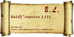 Balázsovics Lili névjegykártya